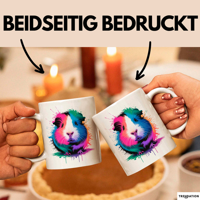 Buntes Meerschweinchen Tierliebhaber Tasse Geschenk Lustige Geschenkidee Spruch Weiß Trendation
