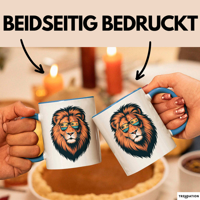 Löwenkunst Sonnenbrille Tasse Geschenk Lustige Geschenkidee Spruch Blau Trendation