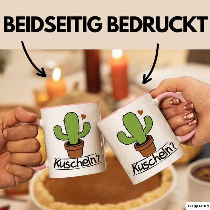 Kaktus Tasse Geschenk Kuscheln Sarkasmus Humor Geschenkidee Kaffee-Becher Kaktus-Liebhaber Rosa Trendation
