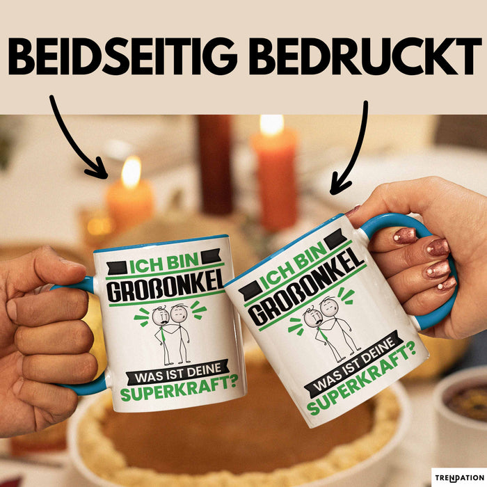 Großonkel Tasse Geschenk für Großonkel Geburtstag Lustiger Spruch Kaffee-Becher Was Ist Deine Superkraft Blau Trendation
