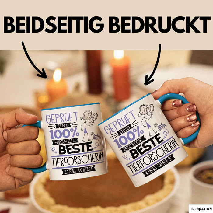 Beste Tierforscherin Der Welt Tasse Geschenk für Eine Tierforscherin Geprüft Und Sicher Geschenkidee Geburtstag Weihnachten Blau Trendation