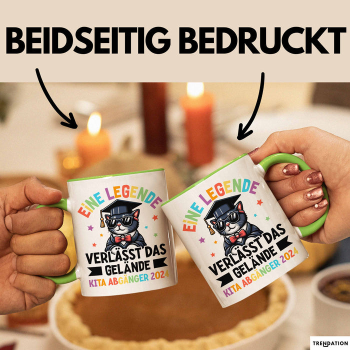 Einschulung Tasse Geschenk Kita Abgänger 2025 Eine Legende Geht Vom Gelände 1. Schultag Grün Trendation