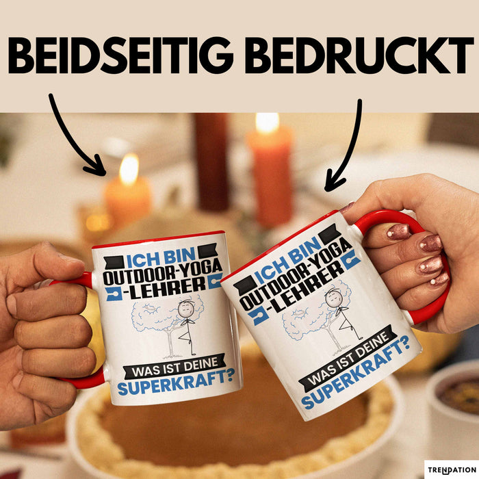 Outdoor-Yoga-Lehrer Tasse Geschenk für Outdoor-Yoga-Lehrer Geburtstag Lustiger Spruch Kaffee-Becher Was Ist Deine Superkraft Rot Trendation