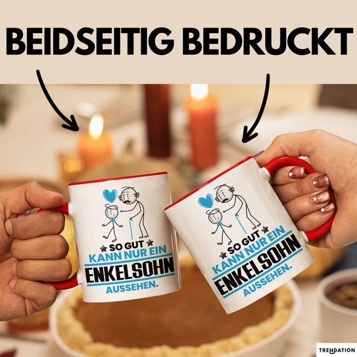 Enkelsohn Geschenk Tasse So Gut Kann Nur Ein Enkelsohn Aussehen Geschenkidee Kaffee-Becher Rot Trendation
