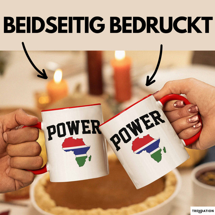 Afrika Tasse Geschenk Schwarz Afrikanischen Power Gambia Map Becher Rot Trendation