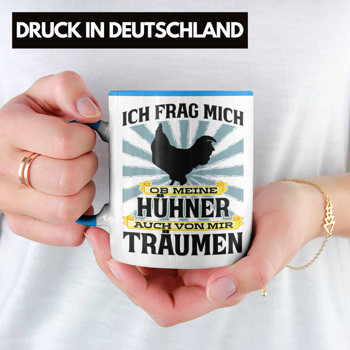 Trendation - Landwirt Spruch Geschenk Tasse Landwirtschaft Geschenke für Männer Traktor Spruch Kaffeetasse Hühner-Flüsterer Bauer Blau Trendation