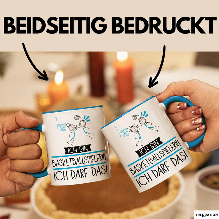 Geschenk für Basketballspielerin Tasse Lustige Geschenkidee Geburtstag Ich Bin Basketballspielerin Ich Darf Das Blau Trendation