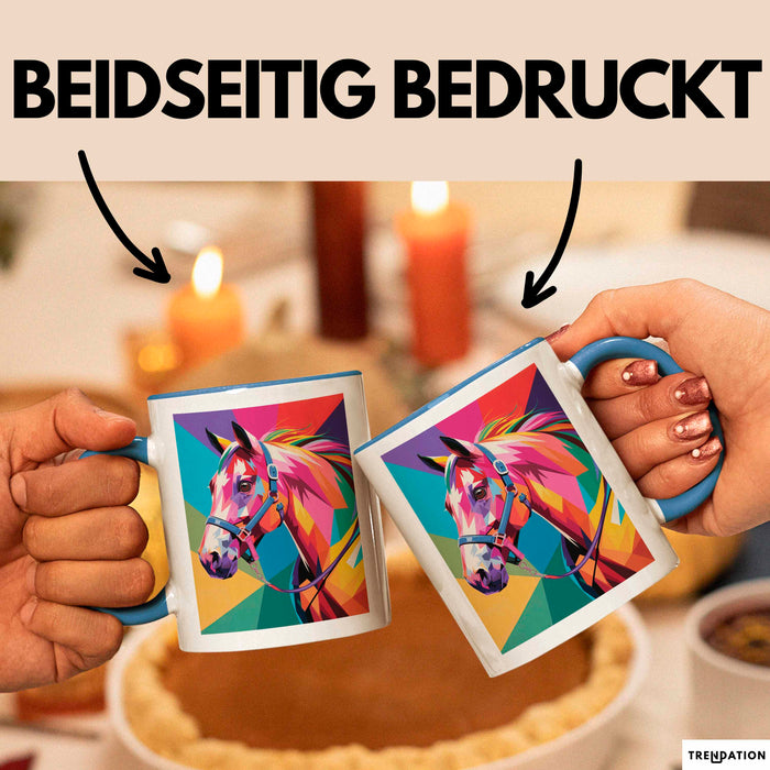 Pferde Tierliebhaber Tasse Geschenk Lustige Geschenkidee Spruch Blau Trendation