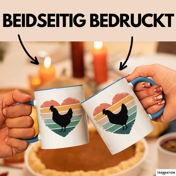 Huhn Tier Bauer Tasse Becher Geschenk Lustige Geschenkidee Spruch Hühnerherz Blau Trendation