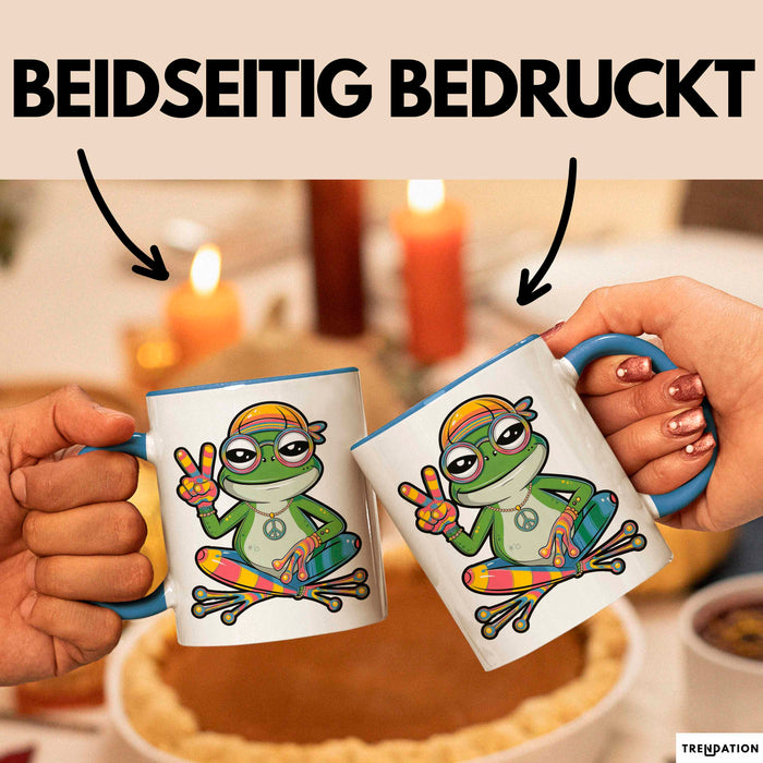 Hippie Frosch Tasse Geschenk Lustige Geschenkidee Spruch Blau Trendation