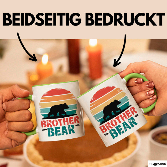 Retro Bruder Bär Tasse Geschenk Lustige Geschenkidee Spruch Grün Trendation