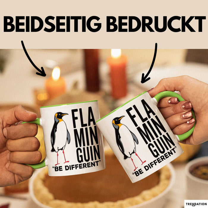 Pinguin Flamingo Tasse Geschenk Lustige Geschenkidee Spruch Flaminguin Grün Trendation