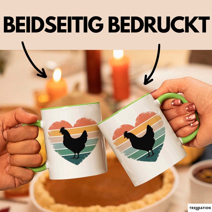 Huhn Tier Bauer Tasse Becher Geschenk Lustige Geschenkidee Spruch Hühnerherz Grün Trendation