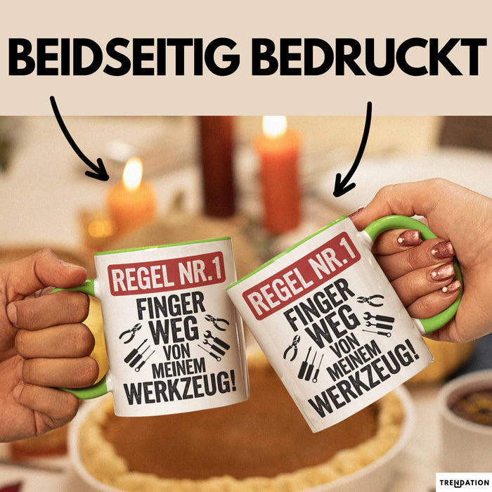 Handwerker Tasse Geschenk Finger Weg Von Meinen Werkzeugen Grün Trendation