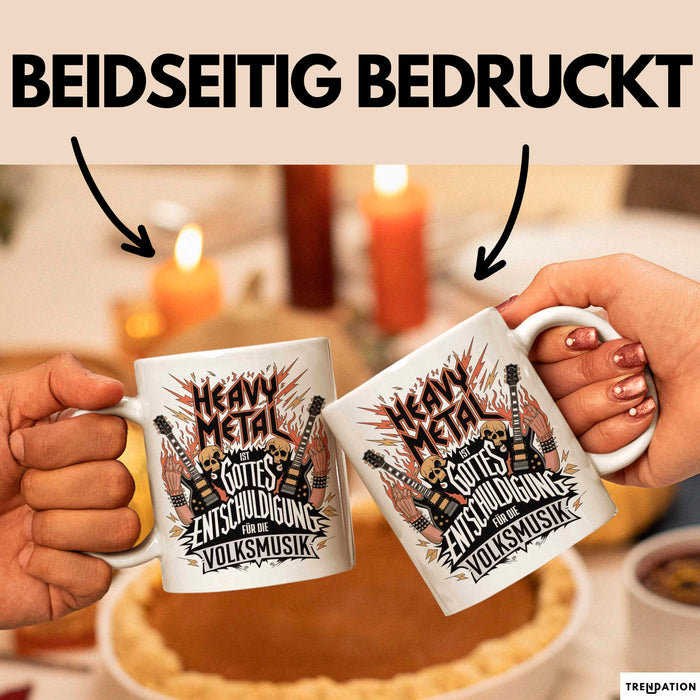 Heavy Metal Tasse Geschenkidee Gottes Entschuldigung Weiß Trendation