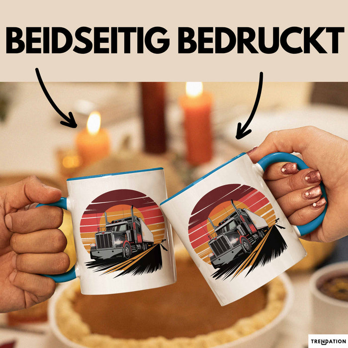 Lkw Fahrer Tasse Geschenkidee für Trucker Lustiger Spruch Blau Trendation