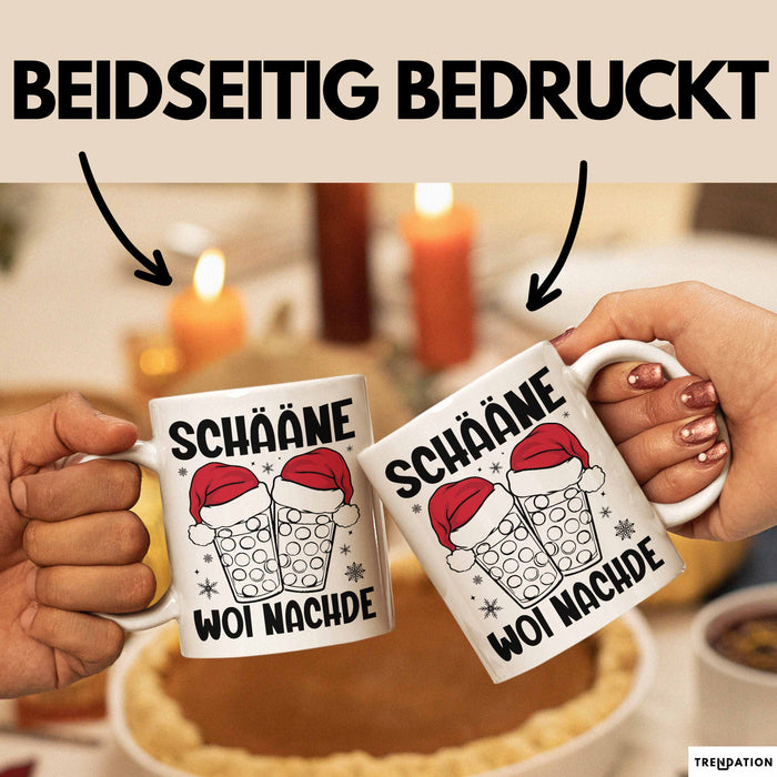 Weihnachten Tasse Geschenk Schääne Woi Nachde Kaffee-Becher Weiß Trendation