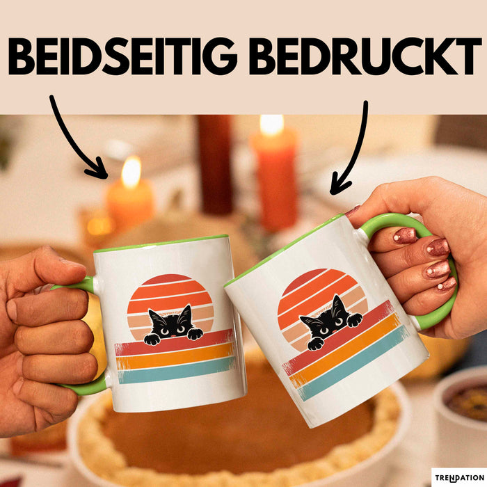 Katzen Tierliebhaber Vintage Tasse Geschenk Lustige Geschenkidee Spruch Grün Trendation