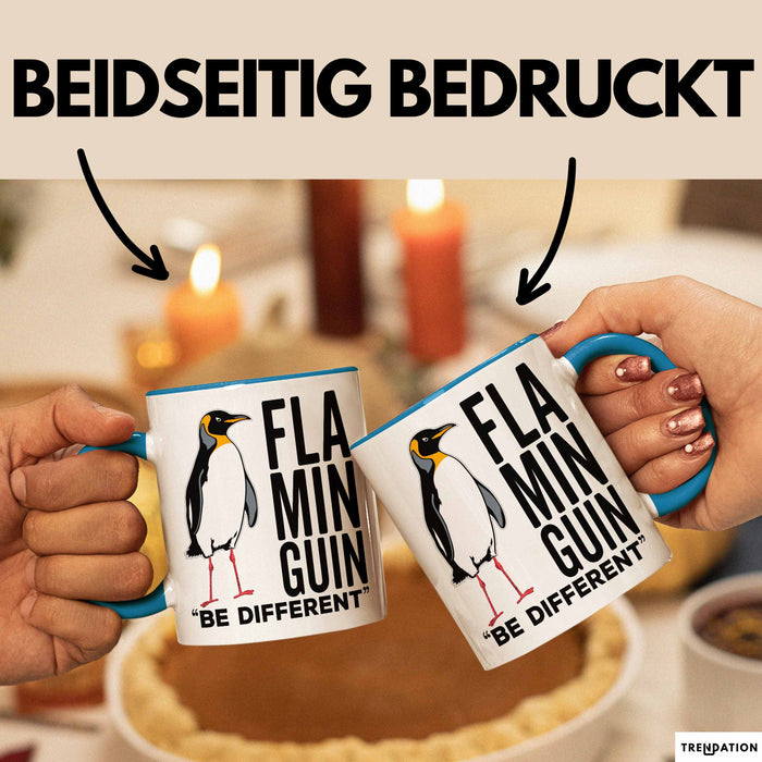 Pinguin Flamingo Tasse Geschenk Lustige Geschenkidee Spruch Flaminguin Blau Trendation