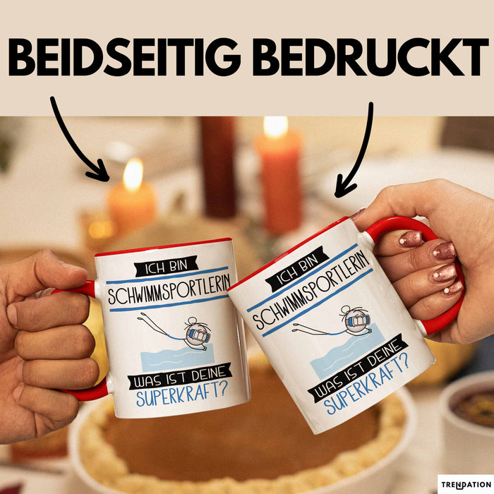 Schwimmsportlerin Geschenk Tasse Ich Bin Schwimmsportlerin Was Ist Deine Superkraft Geschenkidee Lustig Geburtstag Weihnachten Rot Trendation