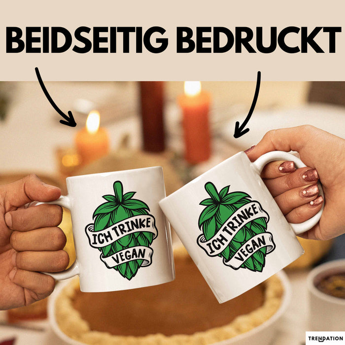 Biertrinker Tasse Geschenk Ich Trinke Vegan Becher Geschenkidee Weiß Trendation