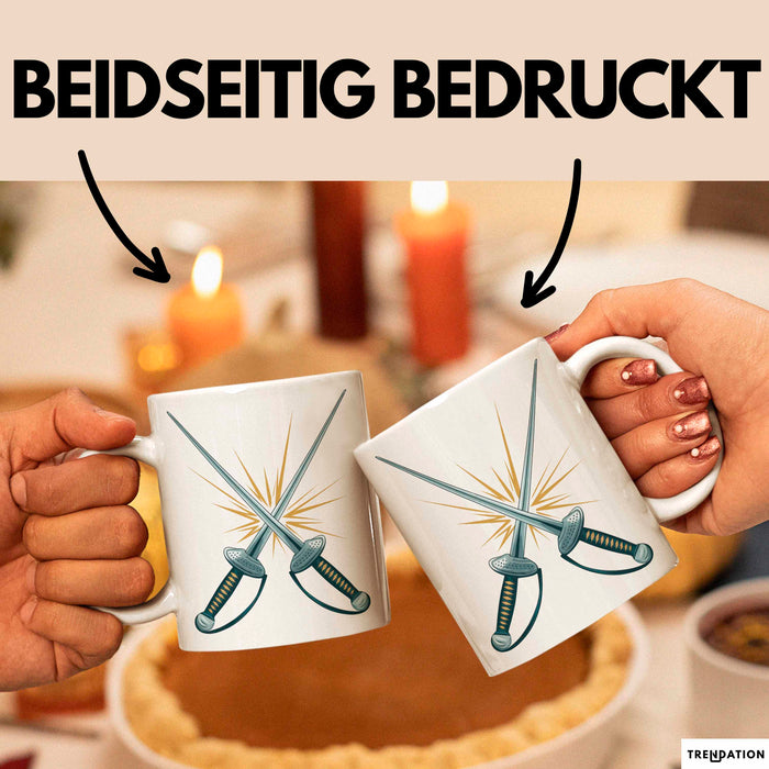 Fechter Tasse Geschenkidee für Schwertkampf Experten Weiß Trendation