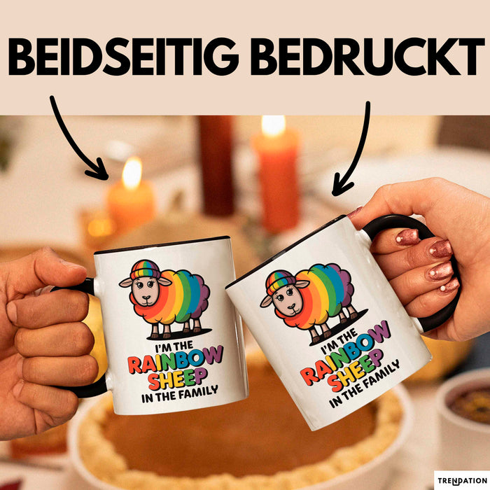 LGBTQ Schaf Tasse Geschenk Lustige Geschenkidee Spruch Rainbow Sheep In The Family Trendation