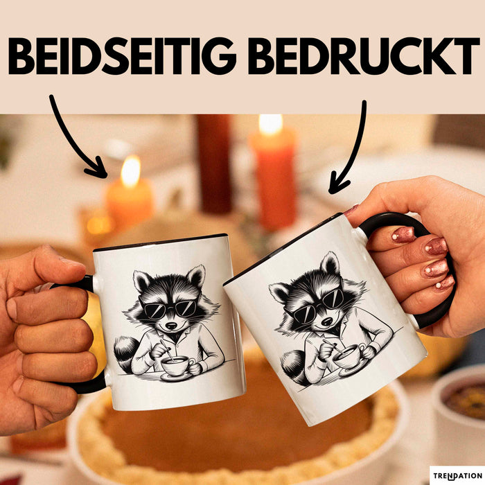 Waschbär Tierliebhaber Kaffee Tasse Geschenk Lustige Geschenkidee Spruch Schwarz Trendation