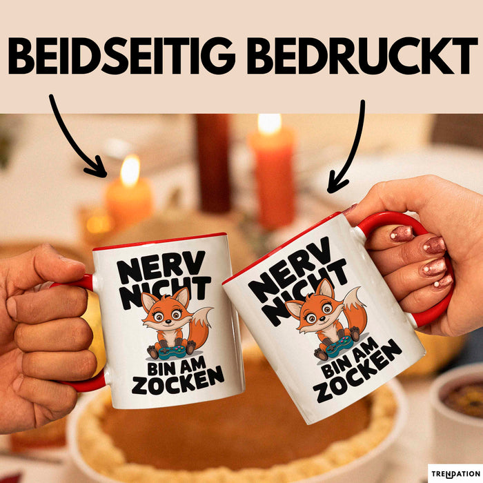 Fuchs Tierliebhaber Tasse Geschenk Lustige Geschenkidee Spruch Nerv Nicht Bin Am Zocken Rot Trendation