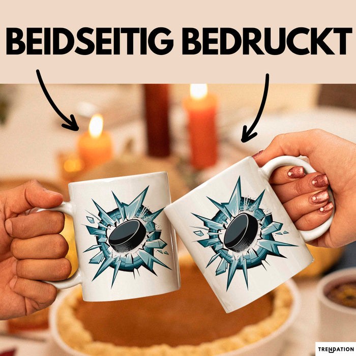 Eishockey Fan Tasse Geschenkidee für Wintersportliebhaber Weiß Trendation