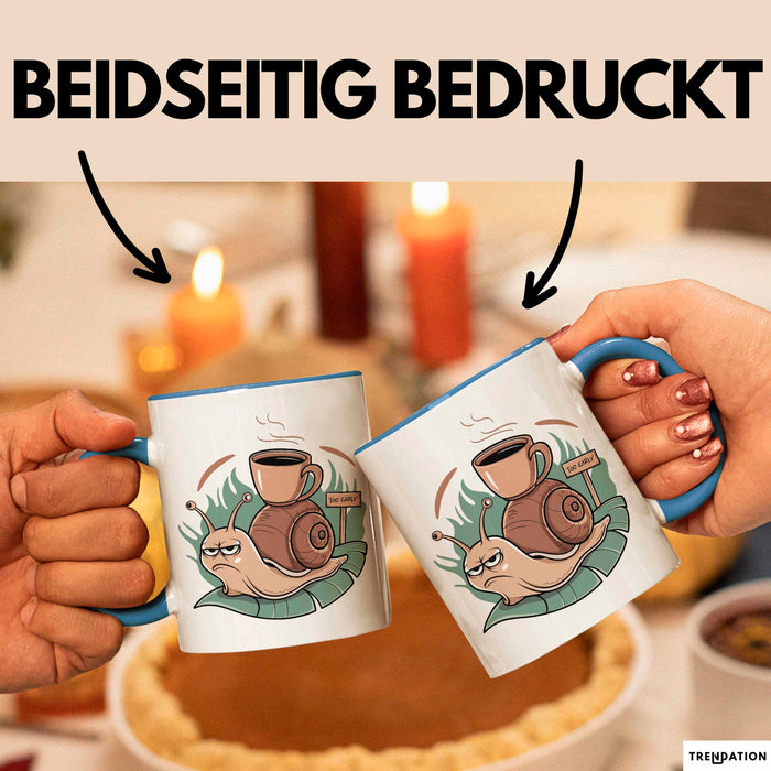 Morgenhasser Tasse Geschenkidee für Muffel Blau Trendation