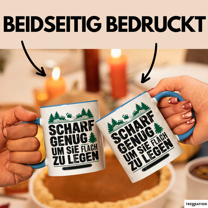 Holzarbeiter Tischler Tasse Geschenk Lustige Geschenkidee Scharf Genug Um Sie Alle Flach zu Legen Blau Trendation