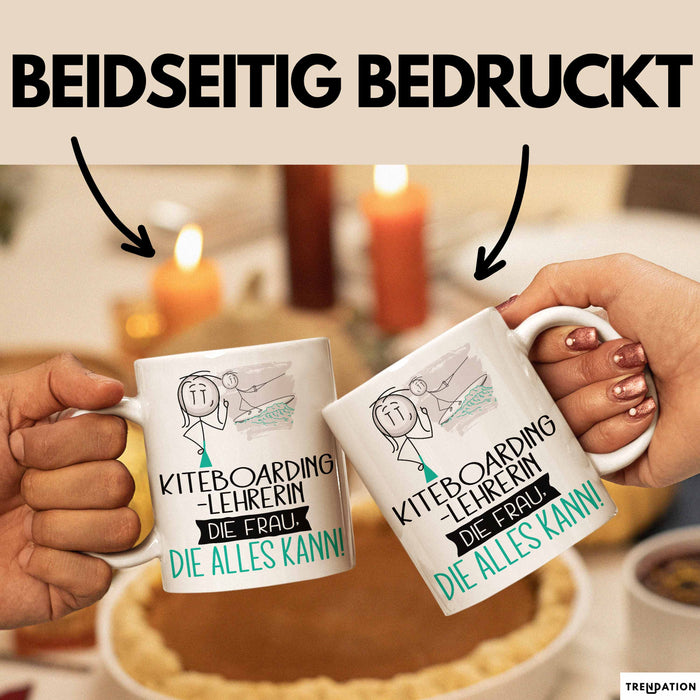 Kiteboarding-Lehrerin Geschenk Tasse Becher Die Frau Die Allen Kann Geschenkidee für eine Kiteboarding-Lehrerin Lustig Weiß Trendation