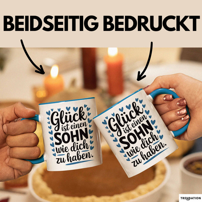 Sohn Tasse Geschenk Glueck Ist Einen Sohn Wie Dich Geschenkidee Mama Papa Blau Trendation