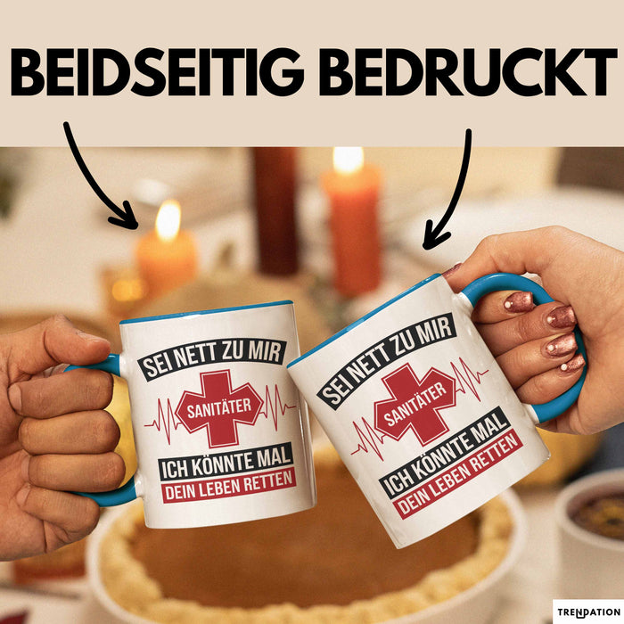 Sanitäter Tasse Geschenk Rettet Leben Notfalldienst Tasse Blau Trendation