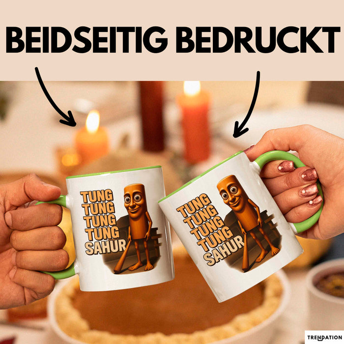 Tung Tung Tung Tung Sahur Tasse Meme Italienisch Geschenk Lustig Becher Grün Trendation