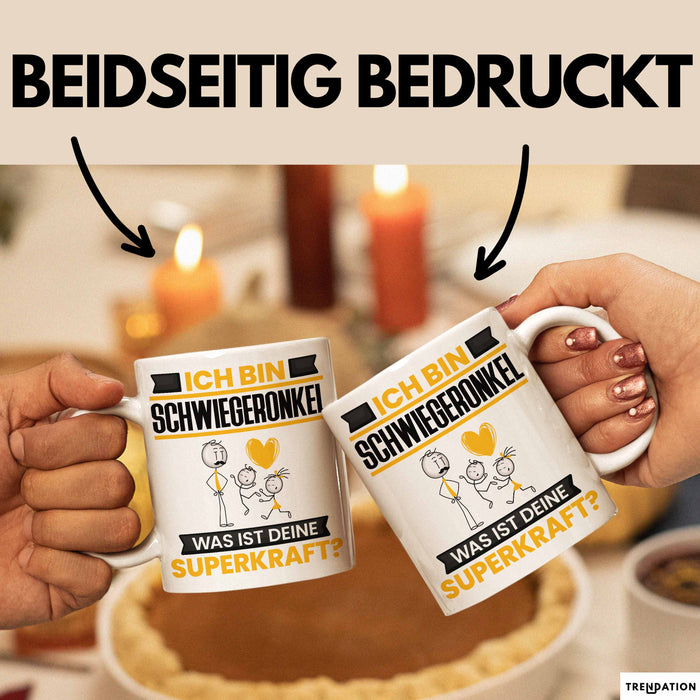 Schwiegeronkel Tasse Geschenk für Schwiegeronkel Geburtstag Lustiger Spruch Kaffee-Becher Was Ist Deine Superkraft Weiß Trendation