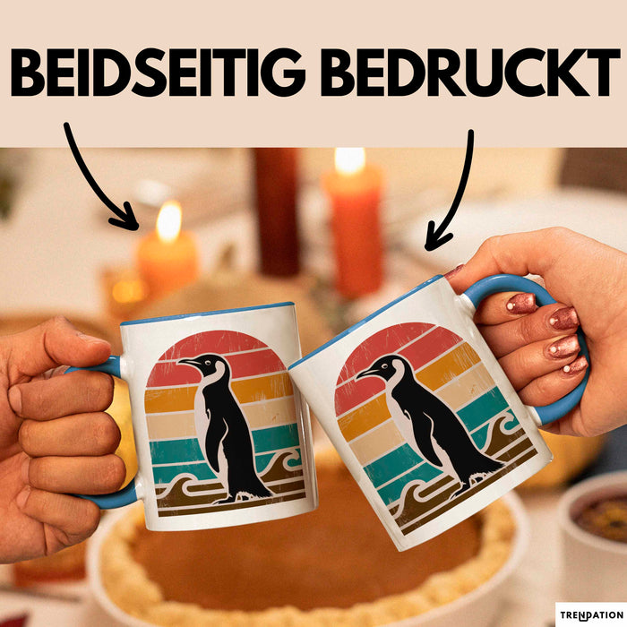Retro Pinguin Tier Tasse Geschenk Lustige Geschenkidee Spruch Blau Trendation