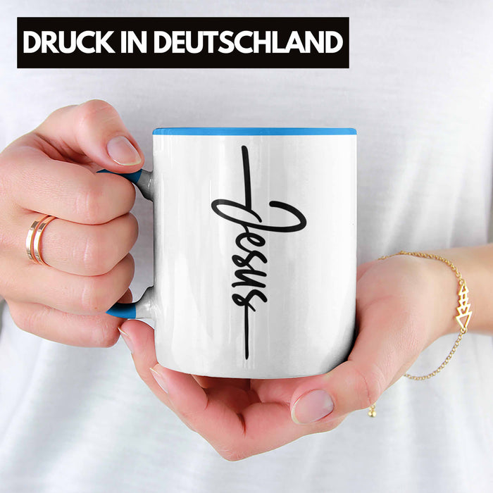Jesus Christus Tasse Bibel Geschenk Kreuz Glauben Kirche Christliche Geschenkidee Schwarz Trendation