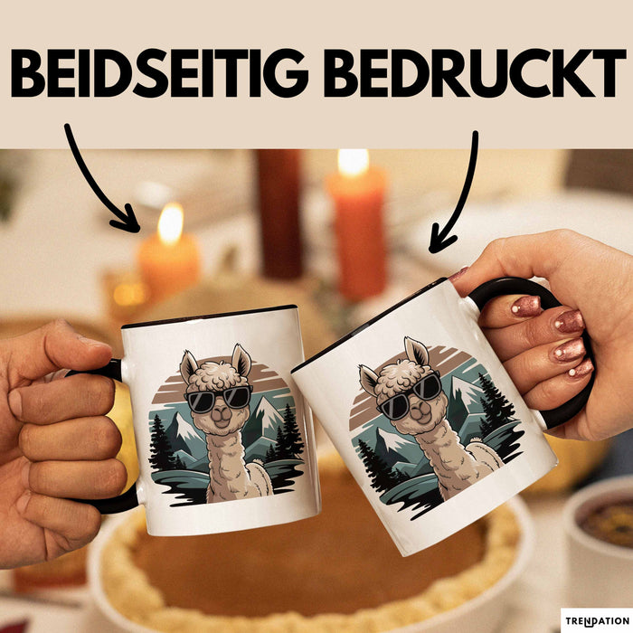 Alpaka Liebhaber Tasse Geschenkidee für Tierfreunde Schwarz Trendation