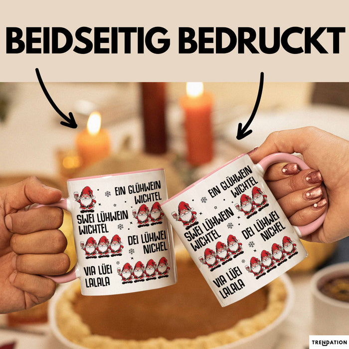 Weihnachten Tasse Geschenk Glühwein Ein Glühwein Wichtel Swei Glühwein Wichtel Geschenkidee Lustiger Spruch Kaffee-Becher Rosa Trendation