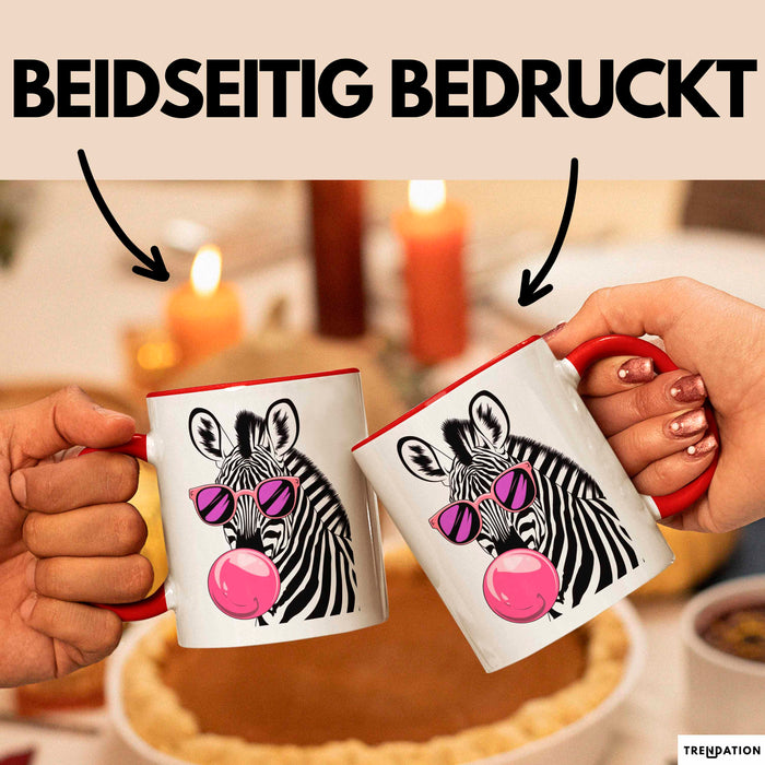 Zebra Kaugummi Tasse Geschenk Lustige Geschenkidee Spruch Rot Trendation
