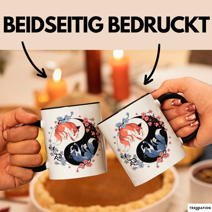 Fuchs Tierliebhaber Tasse Geschenk Lustige Geschenkidee Spruch Japanischer Kitsune Fuchs Schwarz Trendation