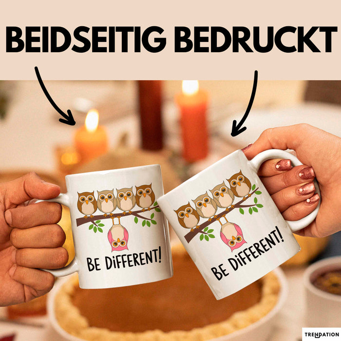 Eule Tierliebhaber Tasse Geschenk Lustige Geschenkidee Spruch Sei Anders Weiß Trendation