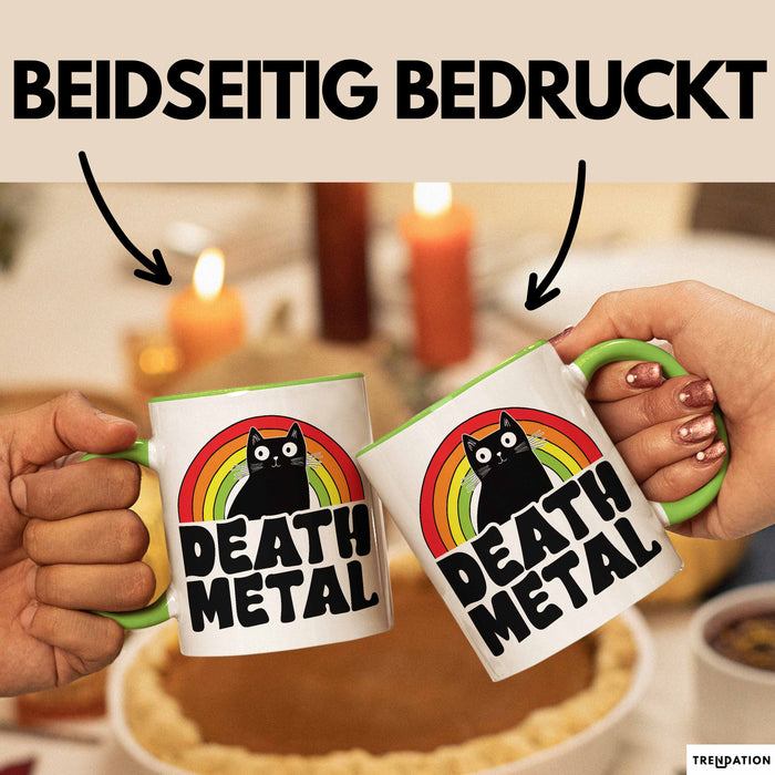 Death Metal Tasse Geschenk Katze Becher Geschenkidee Humor Katzen-Liebhaber Grün Trendation