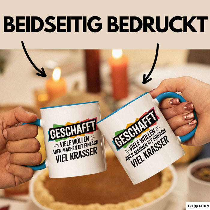 Schüler Abschluss Tasse Geschenk Lustige Geschenkidee Spruch Geschafft Viele Wollen Blau Trendation