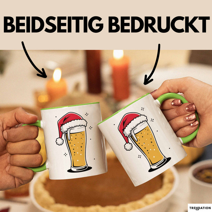 Bier Weihnachtsfeier Tasse Geschenk Lustige Geschenkidee Spruch Grün Trendation