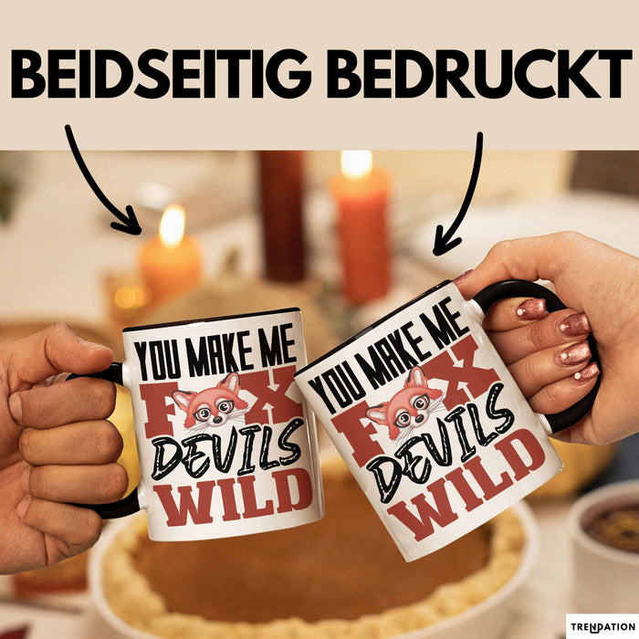 Fuchs Tasse Geschenk Fox Devils Wild Spruch Lustige Geschenkidee Schwarz Trendation