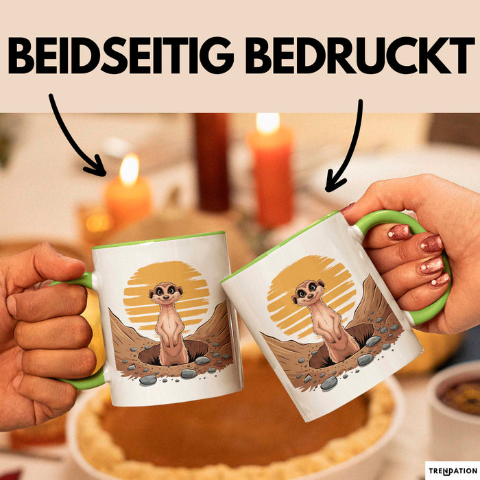 Erdmännchen Tier Tasse Geschenk Lustige Geschenkidee Spruch Grün Trendation