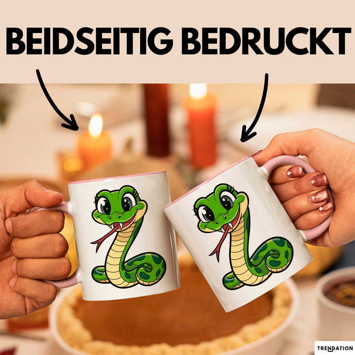 Reptil Schlange Tier Tasse Geschenk Lustige Geschenkidee Spruch Rosa Trendation